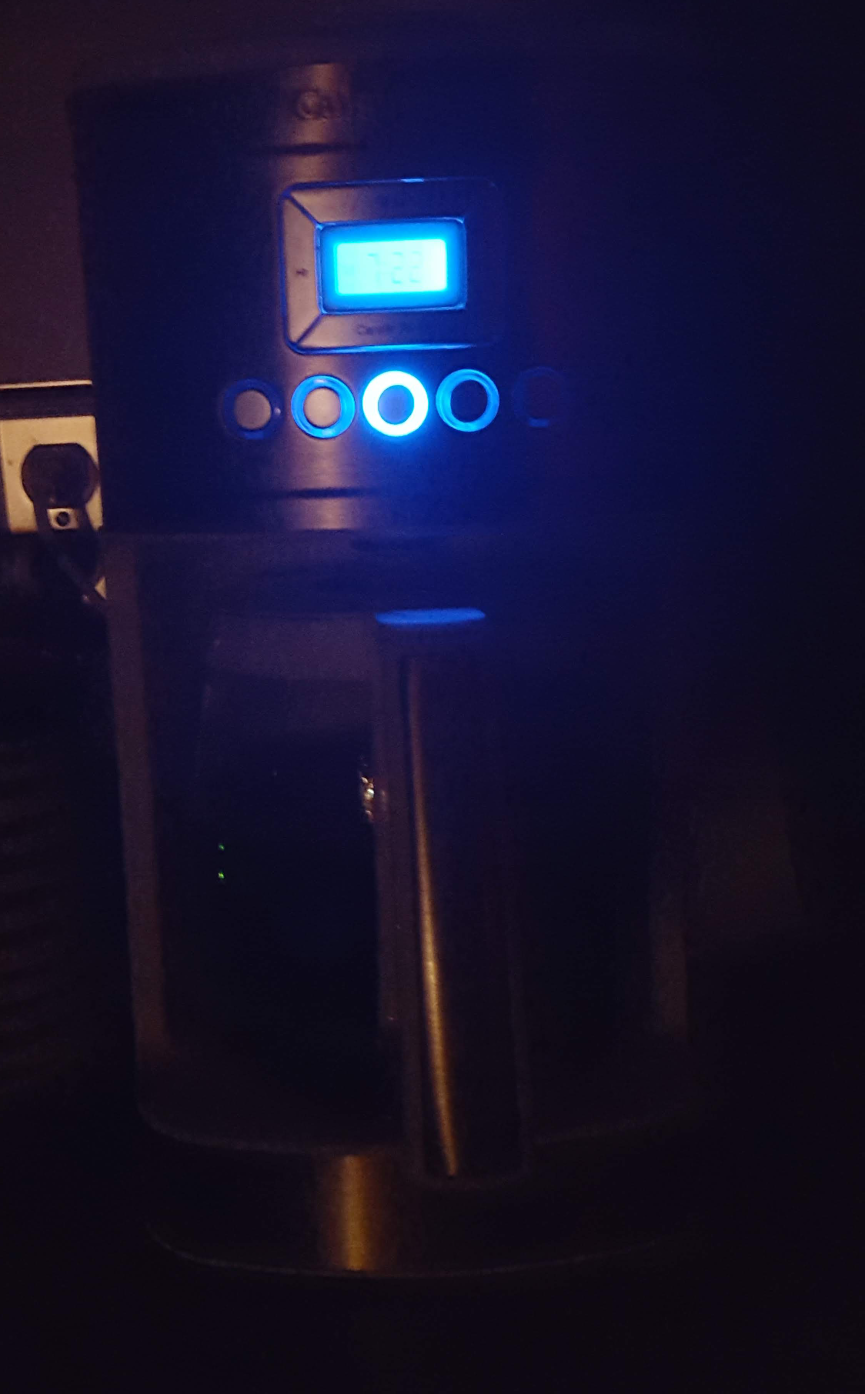 Coffee brewer with LED lights.