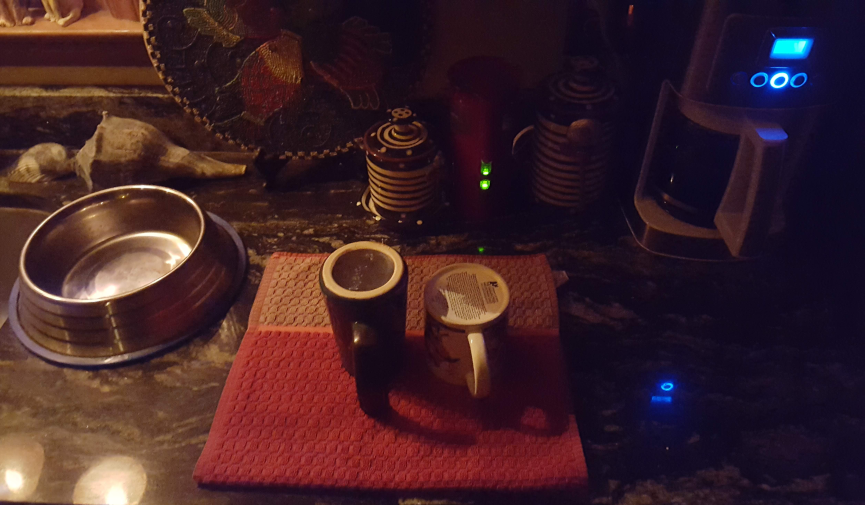 Early morning coffee setup