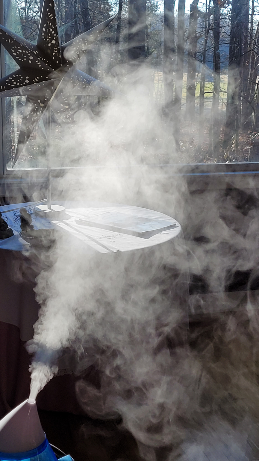 Water vapor from a humidifier