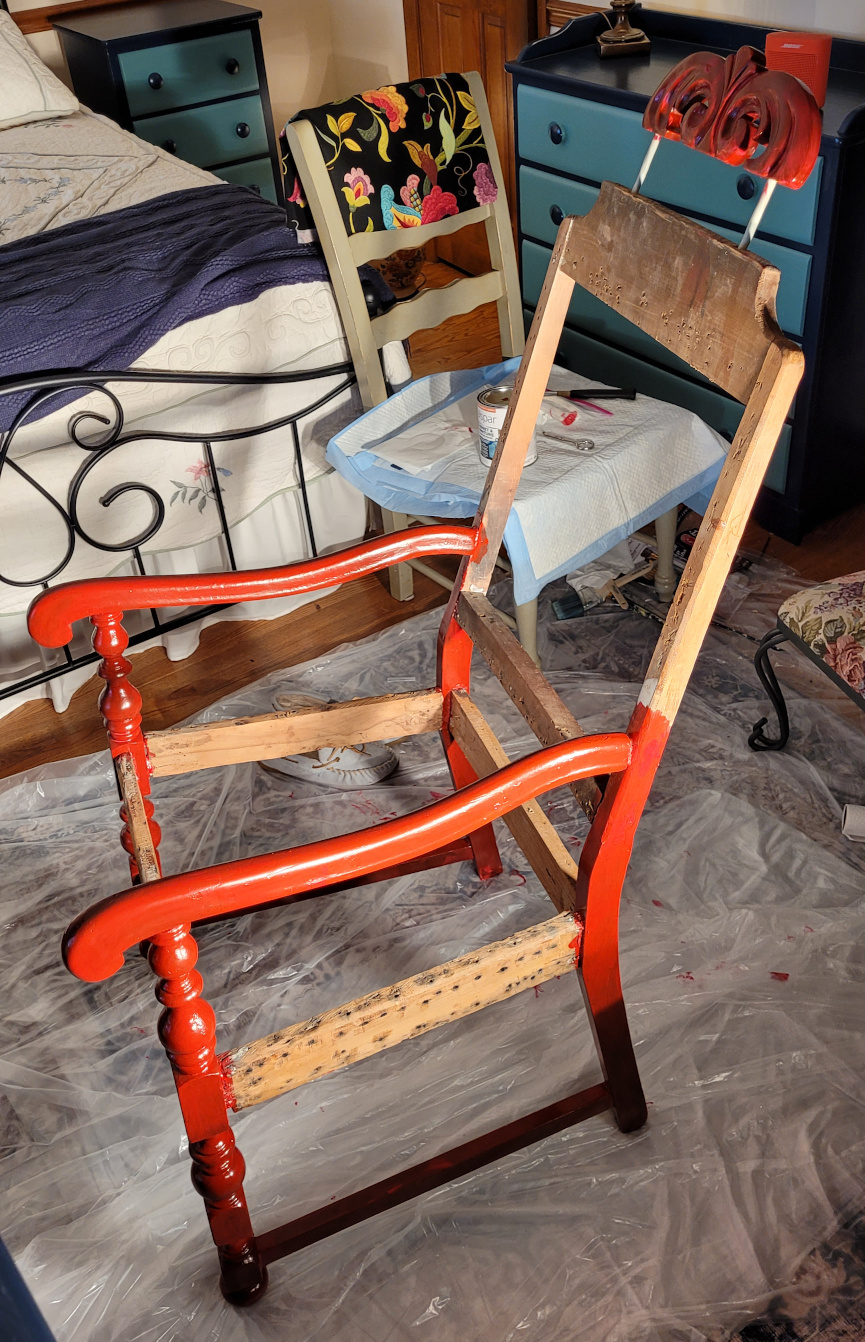 A chair being painted