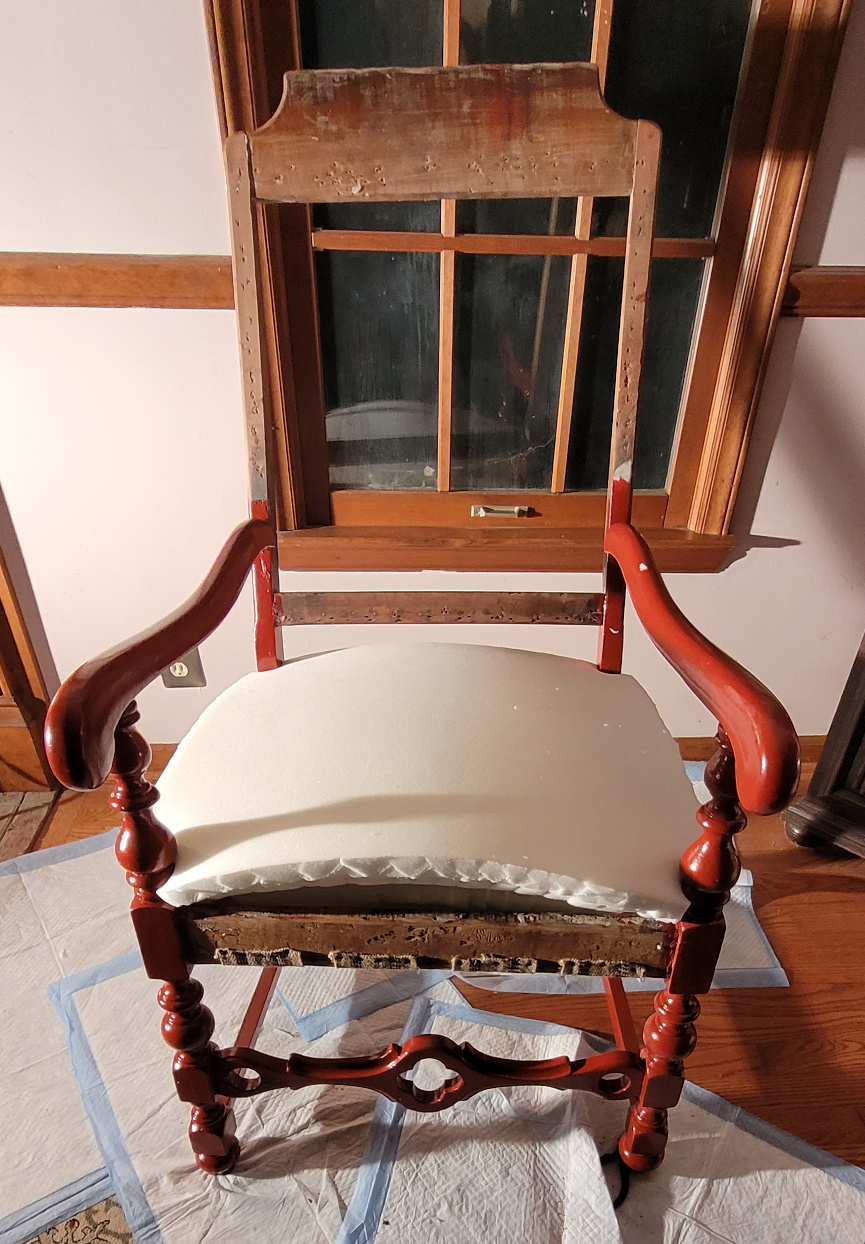 Old chair with new cushion foam