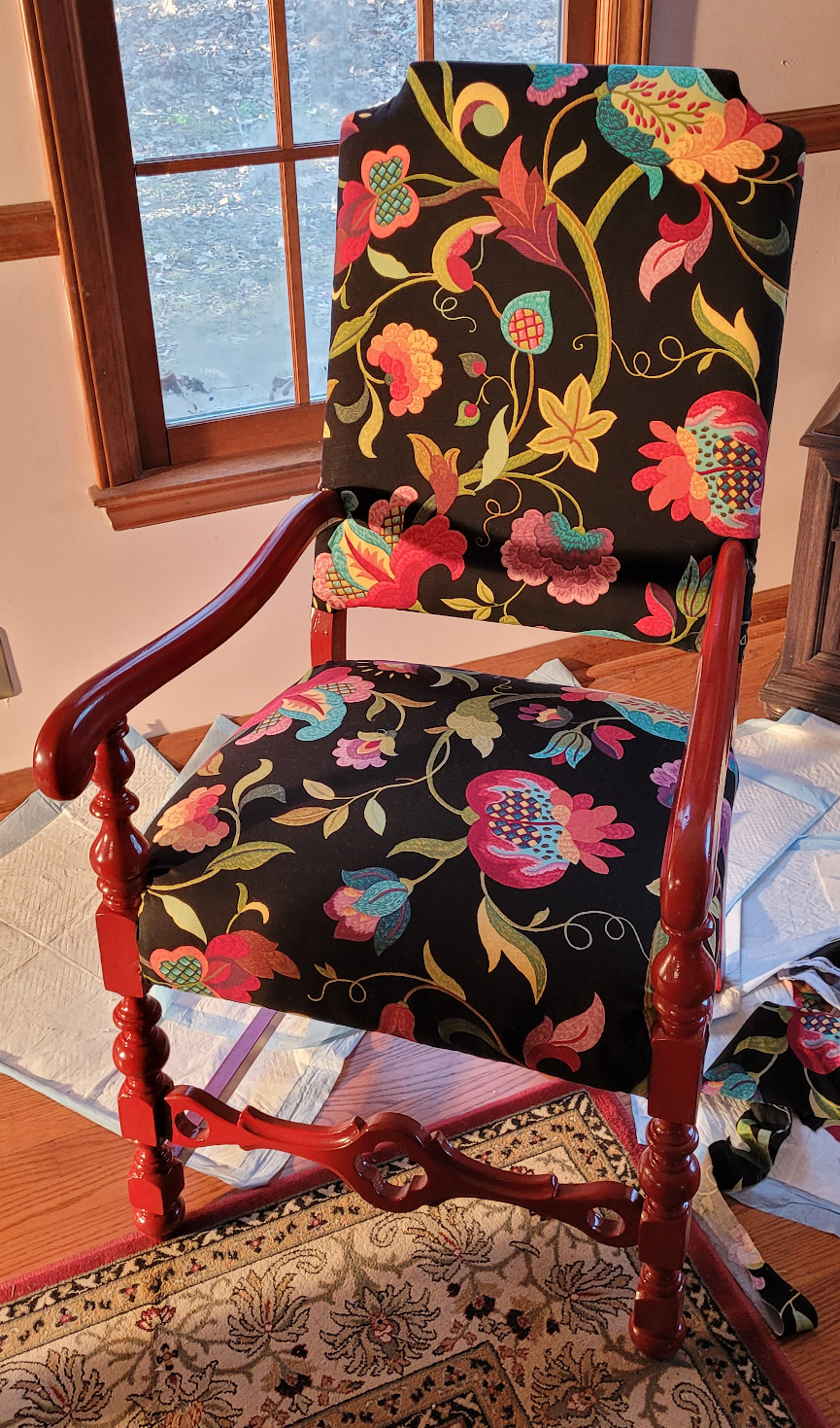 front of chair, now reupholstered