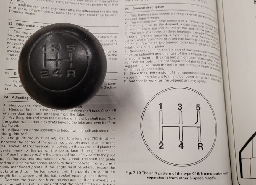shifter knob and a car repair manual