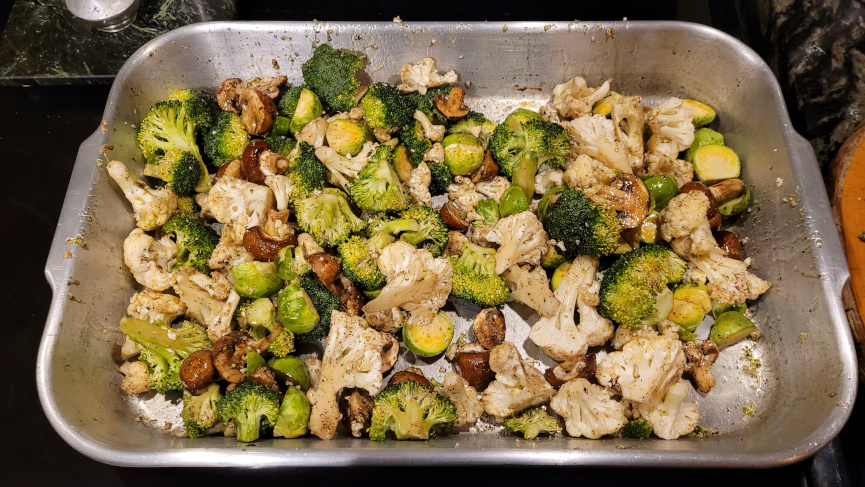 a pan of chopped vegetables